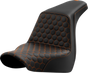 SADDLEMEN Step-Up Seat - Honeycomb - Orange Stitching - FL/FX '18-'24 A818-29-177ORA - Team Dream Rides