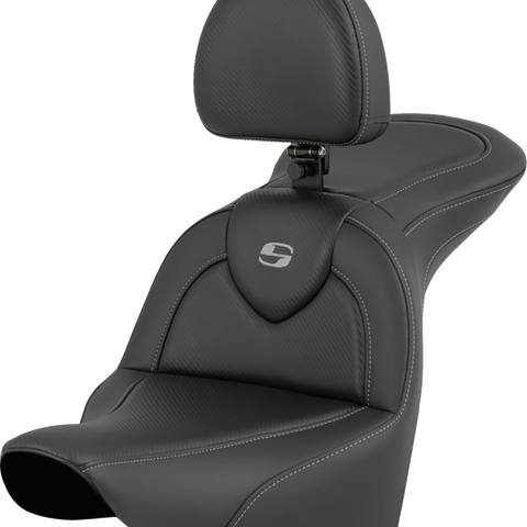 SADDLEMEN RoadSofa* Seat - Carbon Fiber - with Driver Backrest - FLFB/FXBR '18-'24 818-27-185BR - Team Dream Rides