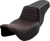 SADDLEMEN Step-Up Seat - Honeycomb - Extended Reach - Red Stitching - FL '08-'23 A808-07B-178RED