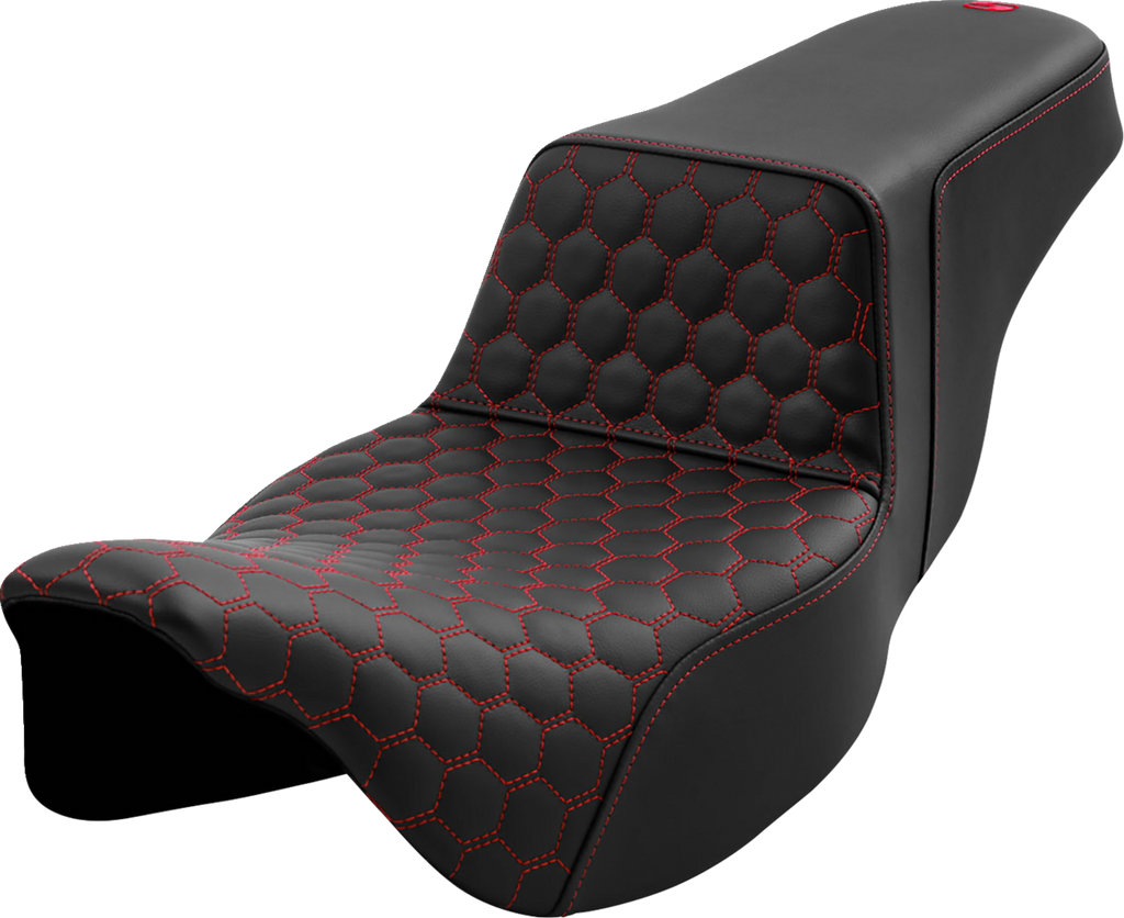 SADDLEMEN Step-Up Seat - Honeycomb - Extended Reach - Red Stitching - FL '08-'23 A808-07B-178RED