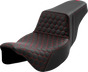 SADDLEMEN Step-Up Seat - Honeycomb - Extended Reach - Red Stitching - FL '08-'23 A808-07B-178RED - Team Dream Rides