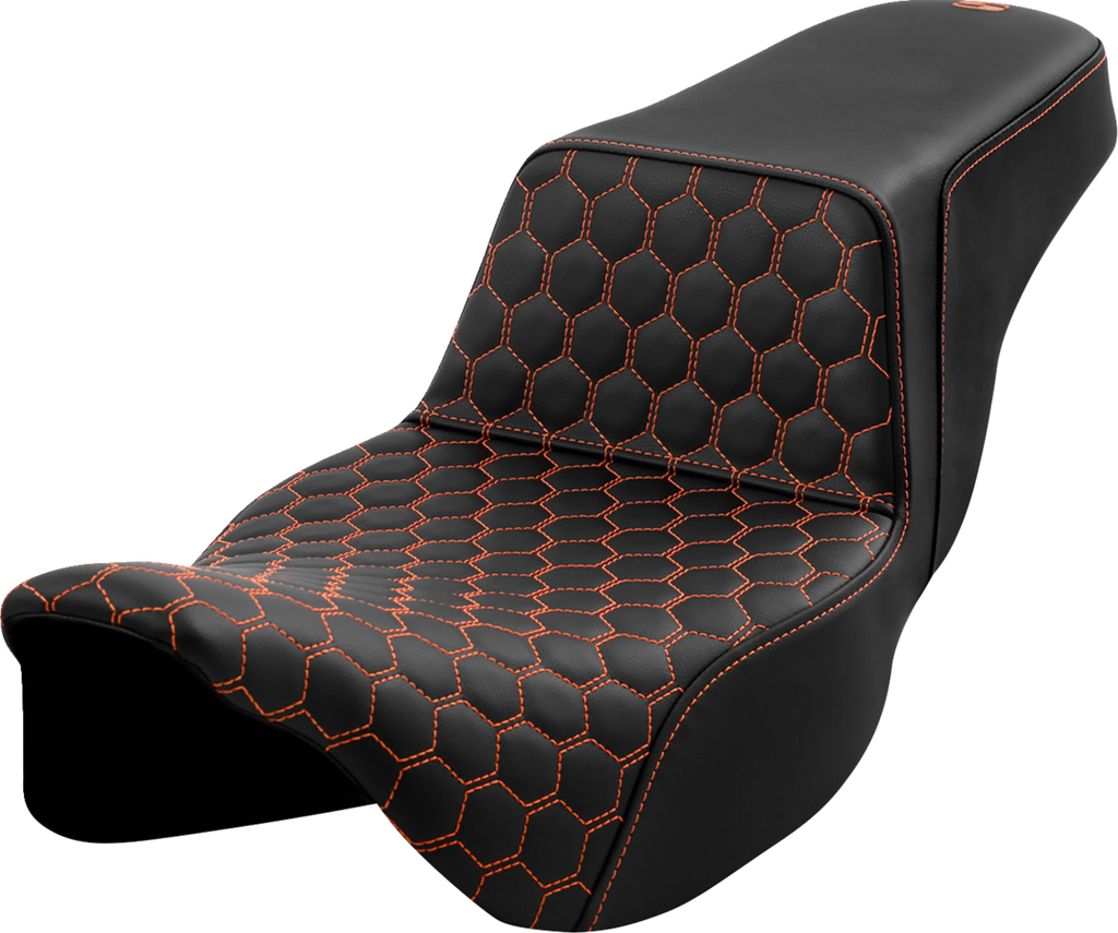 SADDLEMEN Step-Up Seat - Honeycomb - Extended Reach - Orange Stitching - FL '08-'23 A808-07B-178ORA