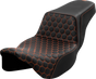 SADDLEMEN Step-Up Seat - Honeycomb - Extended Reach - Orange Stitching - FL '08-'23 A808-07B-178ORA - Team Dream Rides