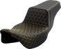 SADDLEMEN Step-Up Seat - Honeycomb - Extended Reach - Gold Stitching - FL '08-'23 A808-07B-178GOL - Team Dream Rides