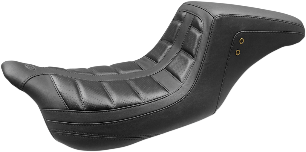 MUSTANG Squareback One-Piece Seat - Tuck and Roll - Black w/ Black Stitching 75239 - Team Dream Rides