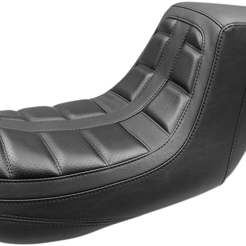 MUSTANG Squareback One-Piece Seat - Tuck and Roll - Black w/ Black Stitching 75239 - Team Dream Rides
