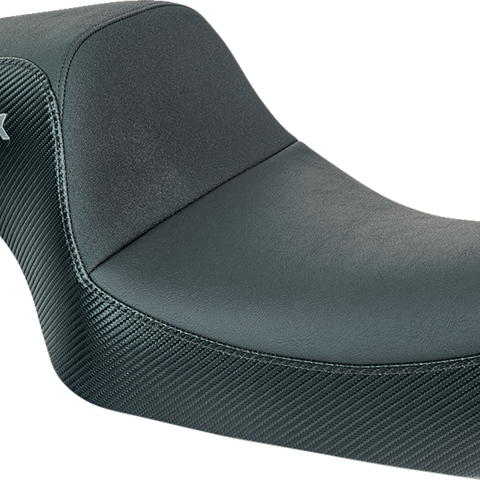 SLYFOX Slyfox Seat - Gray Logo - Black Vinyl w/ Slipstop - Carbon Fiber - XL 4684B-slyfox - Team Dream Rides