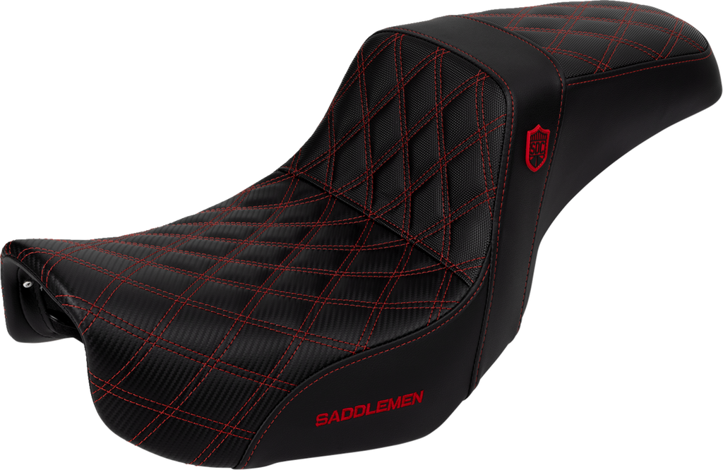 SADDLEMEN Pro Series SDC Performance Seat - Carbon Fiber/Lumbar Gripper - Red Stitch - Dyna '06-'17 SC80604RED - Team Dream Rides