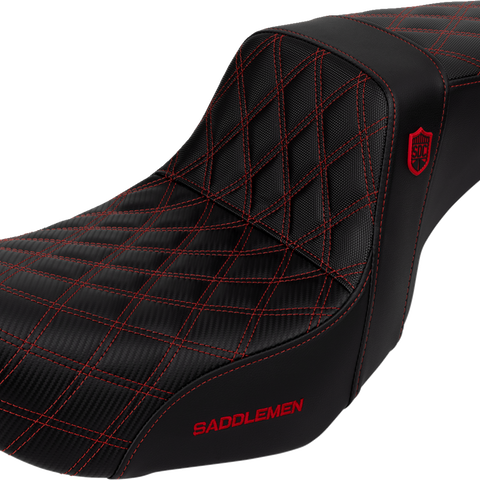 SADDLEMEN Pro Series SDC Performance Seat - Carbon Fiber/Lumbar Gripper - Red Stitch - Dyna '06-'17 SC80604RED - Team Dream Rides