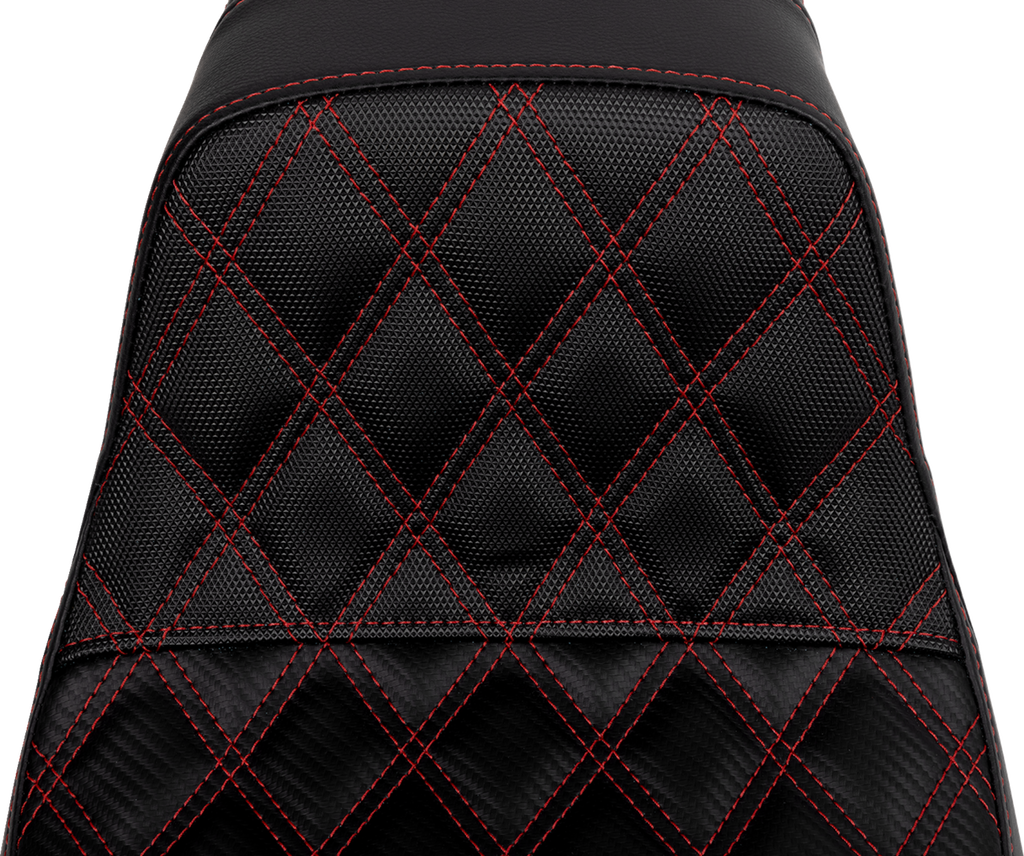 SADDLEMEN Pro Series SDC Performance Seat - Carbon Fiber/Lumbar Gripper - Red Stitch - Dyna '06-'17 SC80604RED - Team Dream Rides