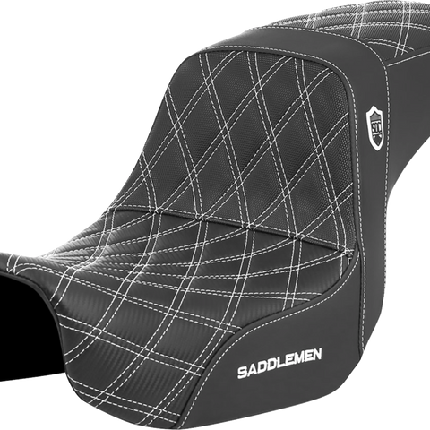 SADDLEMEN Pro Series SDC Performance Seat - Carbon Fiber/Lumbar Gripper - White Stitch - Dyna '06-'17 SC80604WHI - Team Dream Rides