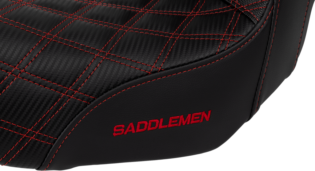 SADDLEMEN Pro Series SDC Performance Seat - Carbon Fiber/Lumbar Gripper - Red Stitch - Dyna '06-'17 SC80604RED - Team Dream Rides