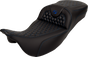 SADDLEMEN RoadSofa™ Seat with Honeycomb Pattern - Blue Stitch for FLH/FLT 2008-2024, Part 808-07B-19001
