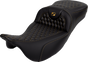 SADDLEMEN RoadSofa™ Seat - Honeycomb Pattern with Gold Stitch for FLH/FLT '08-'24 - Part 808-07B-19007
