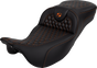 SADDLEMEN RoadSofa™ Seat with Honeycomb Cover and Extended Reach for FLH/FLT '08-'24 - Part 808-07B-19003