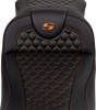 SADDLEMEN RoadSofa* Seat - Honeycomb - Orange Stitch - Extended Reach - without Backrest - FLH/FLT '08-'23 A808-07B-190ORA