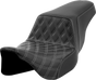 SADDLEMEN Step-Up Front Seat with Lattice Stitch - Dark Gray Stitch for FLH/FLT '08-'23 | Part 808-07B-17202