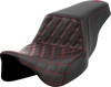 SADDLEMEN Step-Up Front Seat with Lattice Stitch and Red Stitch for Harley FLH/FLT 2008-2023 – Part 808-07B-17204