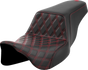 SADDLEMEN Step-Up Front Seat with Lattice Stitch and Red Stitch for Harley FLH/FLT 2008-2023 – Part 808-07B-17204