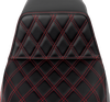 SADDLEMEN Step-Up Seat - Front Lattice Stitch - Red Stitch - FLH/FLT '08-'23 A808-07B-172RED