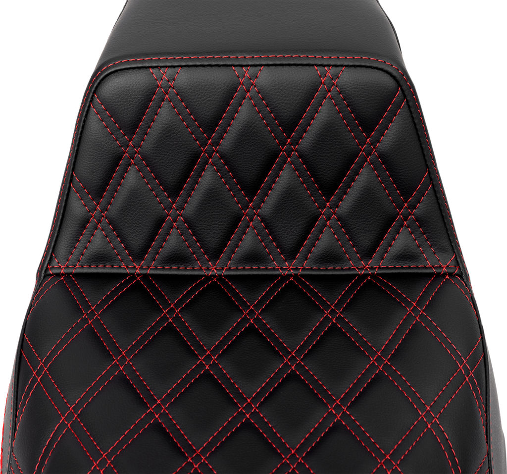 SADDLEMEN Step-Up Seat - Front Lattice Stitch - Red Stitch - FLH/FLT '08-'23 A808-07B-172RED