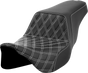 SADDLEMEN Step-Up Seat - Front Lattice Stitch - White Stitch - FLH/FLT '08-'23 A808-07B-172WHI - Team Dream Rides