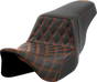 SADDLEMEN Step-Up Seat - Front Lattice Stitch - Orange Stitch - FLH/FLT '08-'23 A808-07B-172ORA - Team Dream Rides