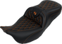 SADDLEMEN Roadsofa* Seat - with Backrest - Orange Stitch - FL '08-'23 A808-07R-182ORA - Team Dream Rides