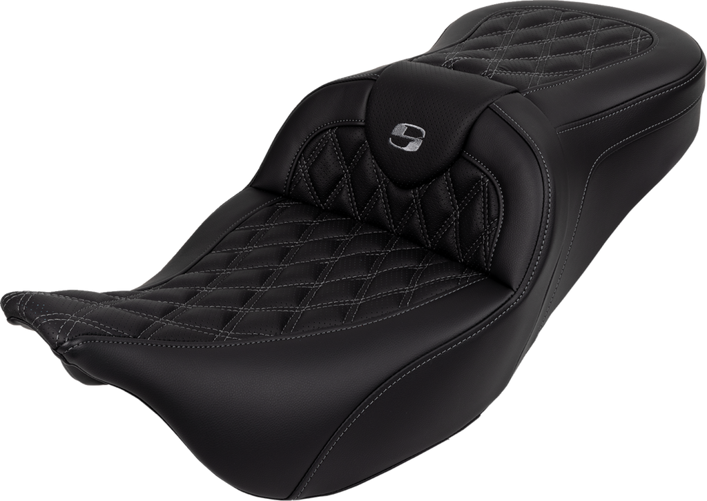 SADDLEMEN Roadsofa* Seat - with Backrest - Dark Gray Stitch - FL '08-'23 A808-07R-182GRE