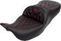 SADDLEMEN Roadsofa* Seat - with Backrest - Red Stitch - FL '08-'23 A808-07R-182RED - Team Dream Rides