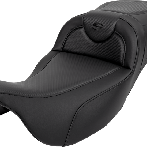 SADDLEMEN Roadsofa* Extended Reach Seat - Carbon Fiber - Black Stitch - without Backrest - FL '08-'23 A808-07B-186BLK - Team Dream Rides