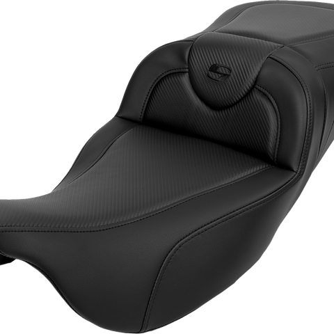 SADDLEMEN Roadsofa* Extended Reach Seat - Carbon Fiber - Black Stitch - Backrest - FL '08-'23 A808-07R-186BLK - Team Dream Rides