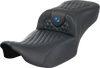 SADDLEMEN Roadsofa* Extended Reach Seat - without Backrest - Honeycomb - Blue Stitch - FLTR/FLHX '23-'24 823-07-19001 - Team Dream Rides