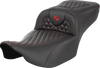 SADDLEMEN Roadsofa* Extended Reach Seat - without Backrest - Honeycomb - Red Stitch - FLTR/FLHX '23-'24 823-07-19004 - Team Dream Rides
