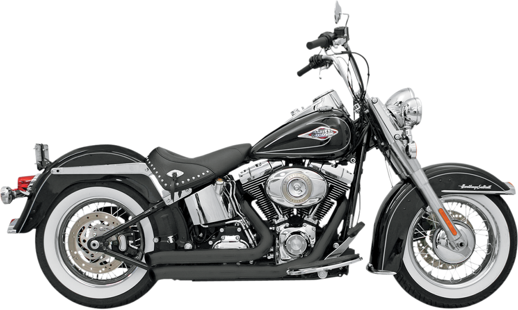 BASSANI XHAUST FireSweep Exhaust for Softail – Black, Part No. 12123D