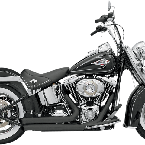 BASSANI XHAUST FireSweep Exhaust for Softail – Black, Part No. 12123D