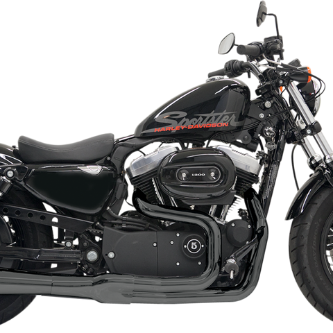 BASSANI XHAUST Mega Power Exhaust for Harley XL 2004-2013 with Mid/Forward Controls - Black, Part No. 1X22RB