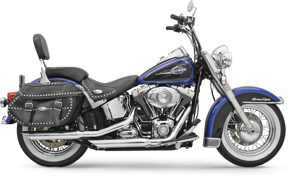 BASSANI XHAUST 3-inch Chrome Slash-Cut Mufflers for Harley Softail 2007-2017 (Part #12117B)