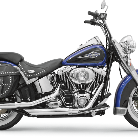 BASSANI XHAUST 3-inch Chrome Slash-Cut Mufflers for Harley Softail 2007-2017 (Part #12117B)