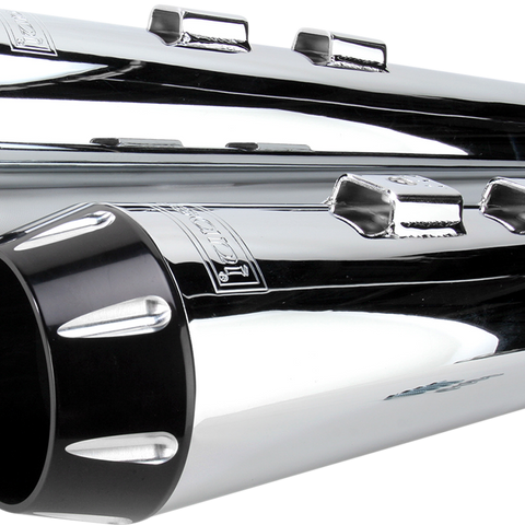 BASSANI XHAUST Megaphone Mufflers FLH-517RL for Harley Davidson - Chrome and Black Finish