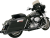 BASSANI XHAUST Megaphone Mufflers FLH-517LRB for Harley Davidson – Black/Black Fluted Design with Performance Baffle