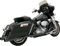 BASSANI XHAUST Megaphone Mufflers FLH-517LRB for Harley Davidson – Black/Black Fluted Design with Performance Baffle