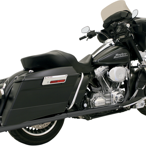BASSANI XHAUST Megaphone Mufflers FLH-517LRB for Harley Davidson – Black/Black Fluted Design with Performance Baffle