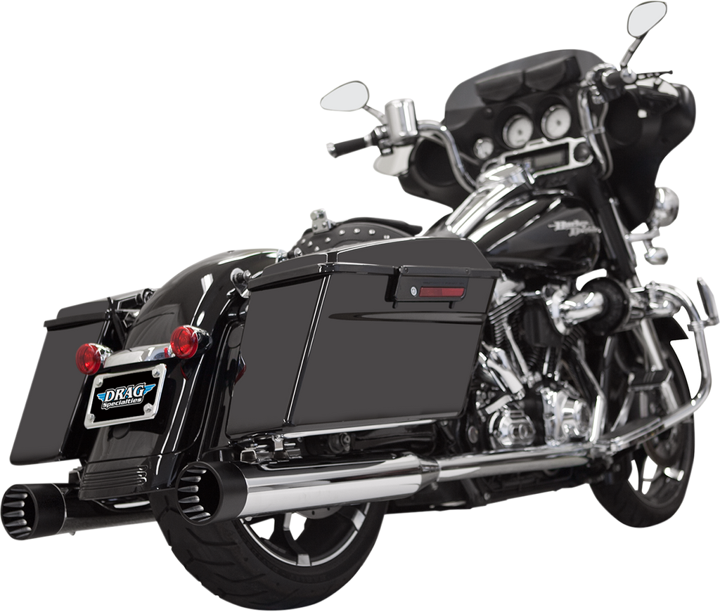 BASSANI XHAUST DNT Straight Can Mufflers for '95-'16 FL – Chrome/Black, Part #1F7DNT5