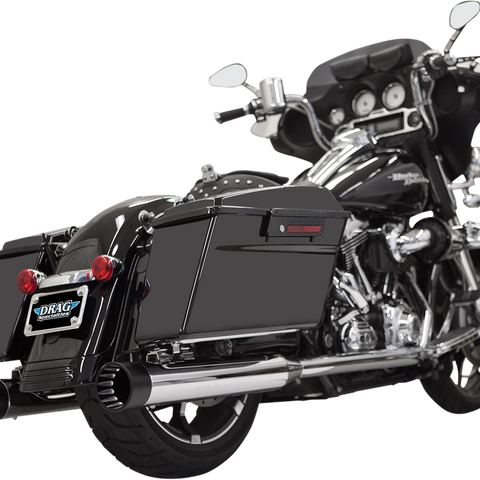 BASSANI XHAUST DNT Straight Can Mufflers for '95-'16 FL – Chrome/Black, Part #1F7DNT5