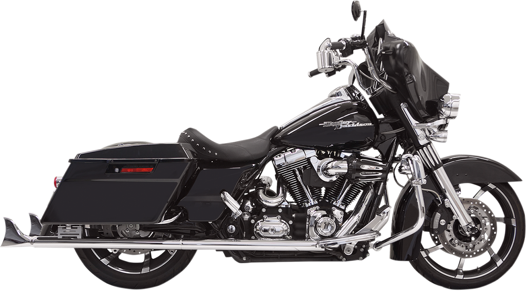 BASSANI XHAUST Fishtail Mufflers for 1995-2016 Harley Touring – Chrome with Baffle, 36 inches, Part #1F27E36