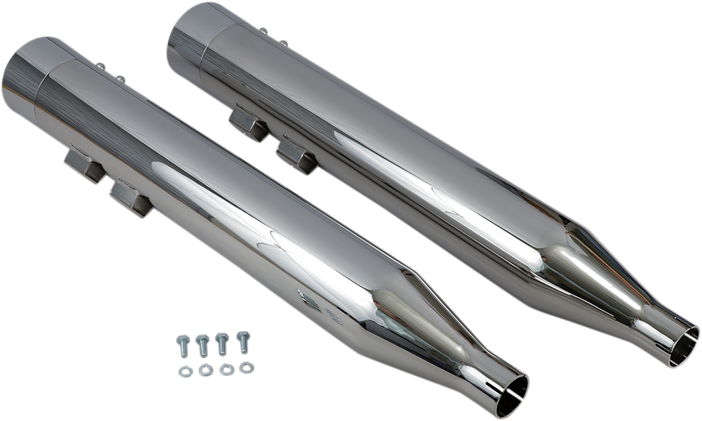 Bassani Exhaust DNT Straight Can Mufflers for '95-'16 Harley FL Models – Chrome, Part Number 1F7DNT6