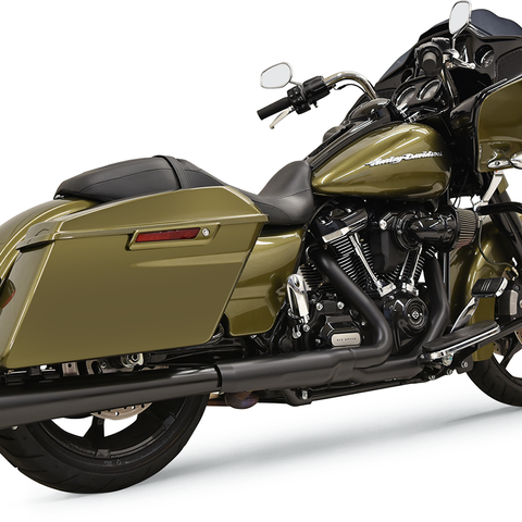 BASSANI XHAUST 1F17RB 2:1 Muffler with Block Off Cap for Crossover Pipe - Black Megaphone Design