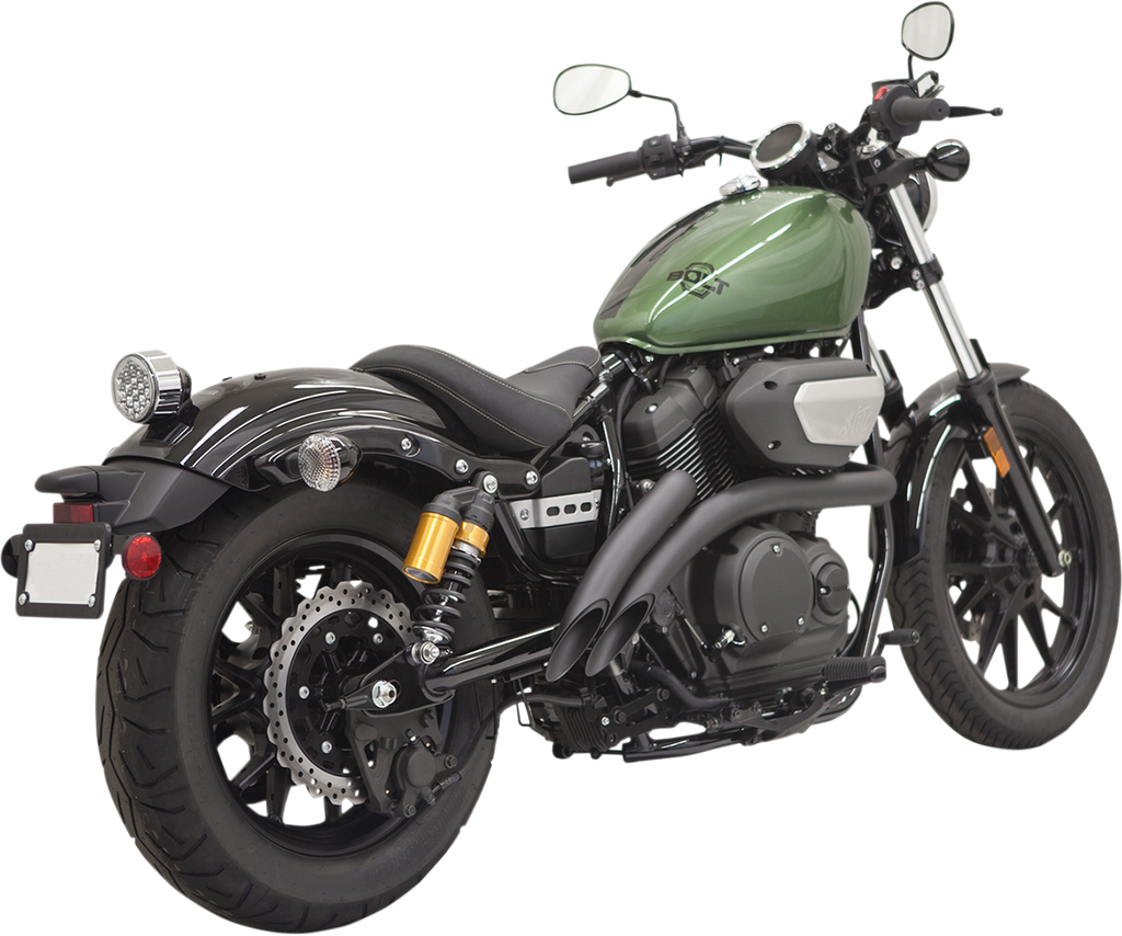 BASSANI XHAUST Sweeper Exhaust - Black with 2-Inch Radius Pipes and Full Heat Shields - Part Number 3B1F2B