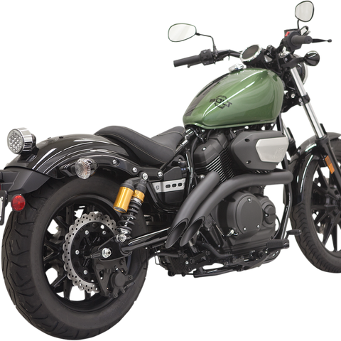 BASSANI XHAUST Sweeper Exhaust - Black with 2-Inch Radius Pipes and Full Heat Shields - Part Number 3B1F2B